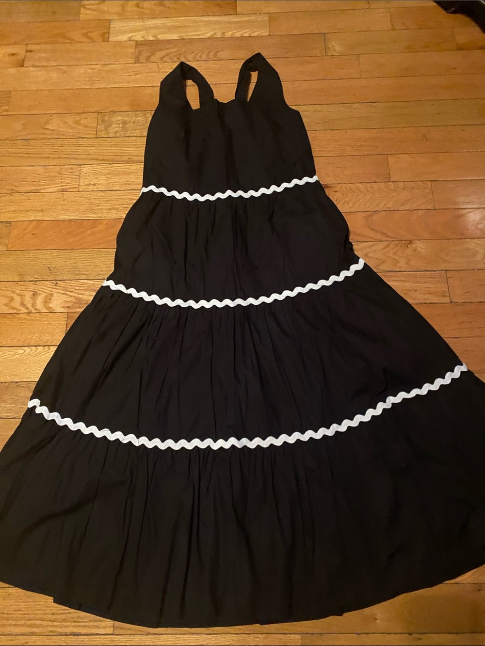 Black Maxi Dress with White Rickrack Trim